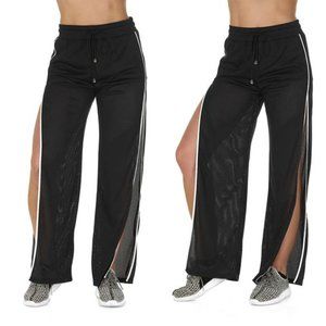 Black Mesh Wide Leg Pants